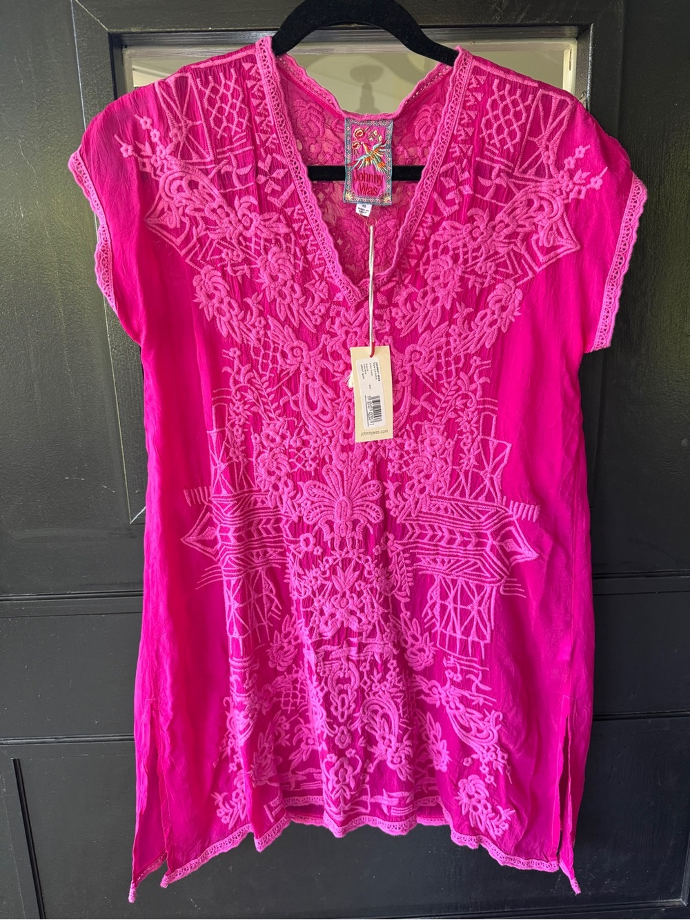 NWT Johnny Was Pink Embroidered V-Neck Women's Tunic Top